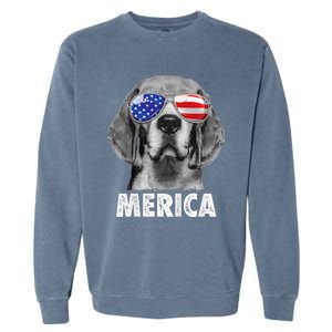 Beagle 4th Of July Merica Sunglasses Usa American Flag Garment-Dyed Sweatshirt