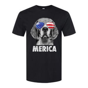 Beagle 4th Of July Merica Sunglasses Usa American Flag Softstyle CVC T-Shirt