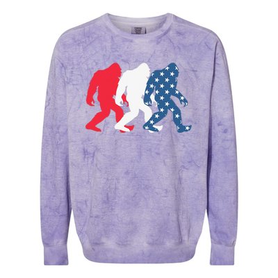 Bigfoot 4th Of July Sasquatch American Flag Patriotic USA Colorblast Crewneck Sweatshirt