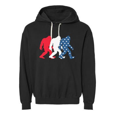 Bigfoot 4th Of July Sasquatch American Flag Patriotic USA Garment-Dyed Fleece Hoodie