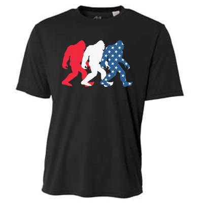 Bigfoot 4th Of July Sasquatch American Flag Patriotic USA Cooling Performance Crew T-Shirt