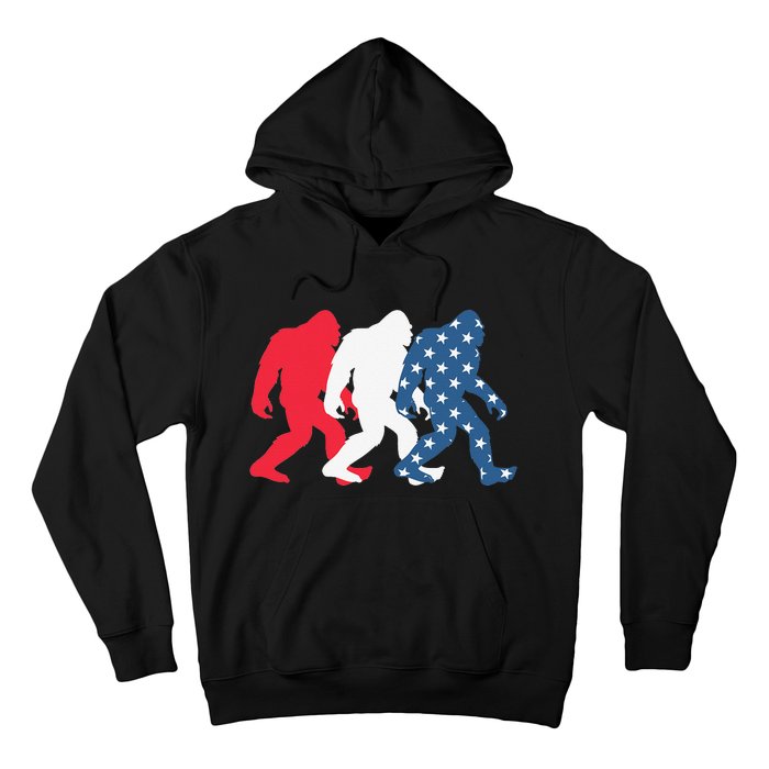 Bigfoot 4th Of July Sasquatch American Flag Patriotic USA Hoodie