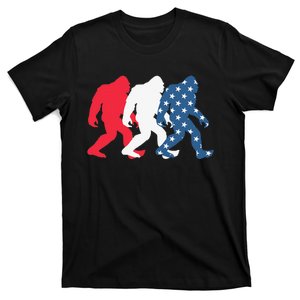 Bigfoot 4th Of July Sasquatch American Flag Patriotic USA T-Shirt