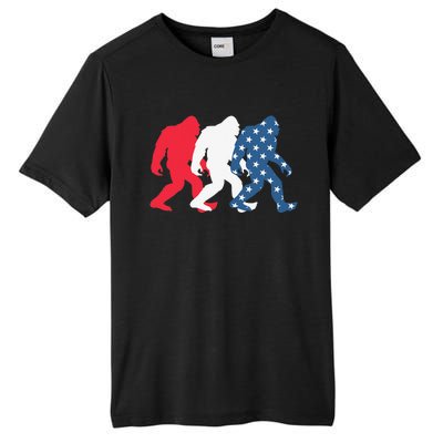 Bigfoot 4th Of July Sasquatch American Flag Patriotic USA Tall Fusion ChromaSoft Performance T-Shirt