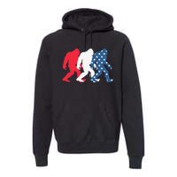 Bigfoot 4th Of July Sasquatch American Flag Patriotic USA Premium Hoodie