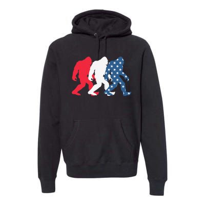 Bigfoot 4th Of July Sasquatch American Flag Patriotic USA Premium Hoodie