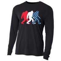 Bigfoot 4th Of July Sasquatch American Flag Patriotic USA Cooling Performance Long Sleeve Crew