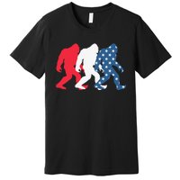 Bigfoot 4th Of July Sasquatch American Flag Patriotic USA Premium T-Shirt