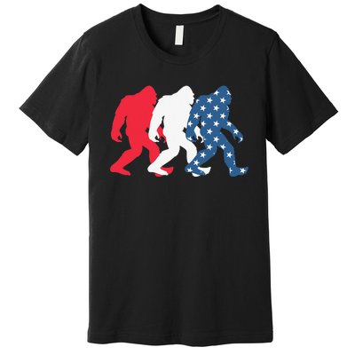 Bigfoot 4th Of July Sasquatch American Flag Patriotic USA Premium T-Shirt