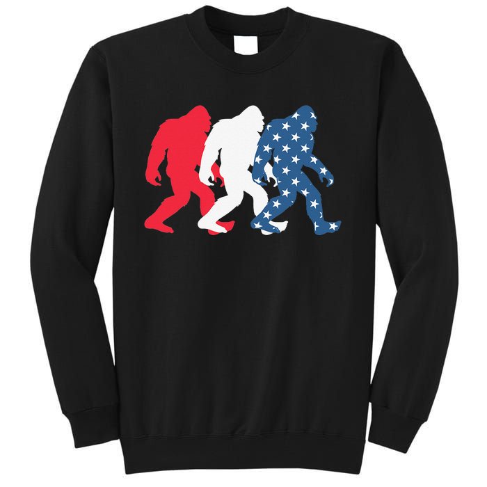 Bigfoot 4th Of July Sasquatch American Flag Patriotic USA Tall Sweatshirt