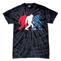 Bigfoot 4th Of July Sasquatch American Flag Patriotic USA Tie-Dye T-Shirt