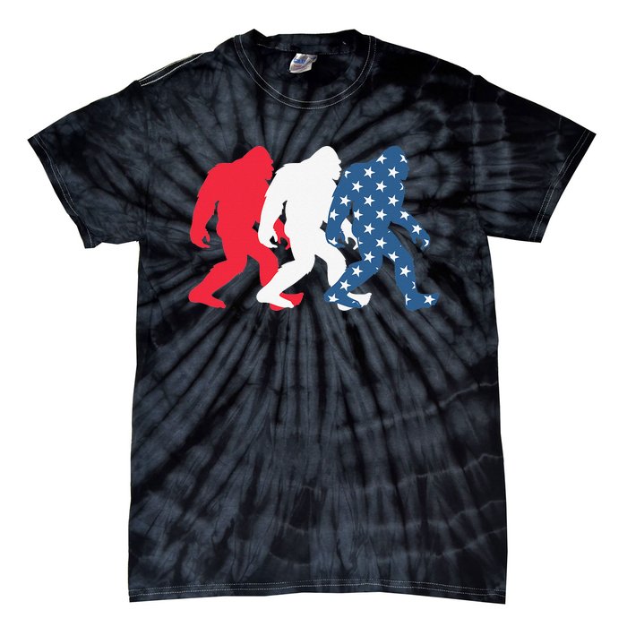 Bigfoot 4th Of July Sasquatch American Flag Patriotic USA Tie-Dye T-Shirt