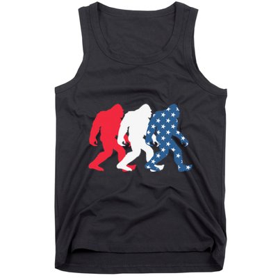 Bigfoot 4th Of July Sasquatch American Flag Patriotic USA Tank Top