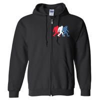 Bigfoot 4th Of July Sasquatch American Flag Patriotic USA Full Zip Hoodie