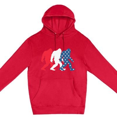 Bigfoot 4th Of July Sasquatch American Flag Patriotic USA Premium Pullover Hoodie