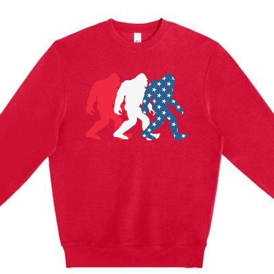 Bigfoot 4th Of July Sasquatch American Flag Patriotic USA Premium Crewneck Sweatshirt