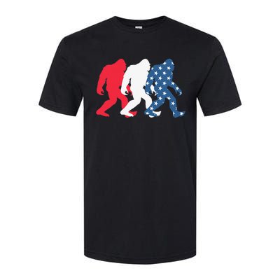 Bigfoot 4th Of July Sasquatch American Flag Patriotic USA Softstyle CVC T-Shirt