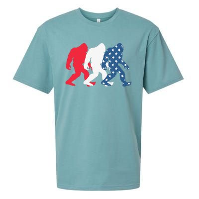 Bigfoot 4th Of July Sasquatch American Flag Patriotic USA Sueded Cloud Jersey T-Shirt