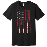 Baseball 4th Of July American Flag Patriotic Sports Player Premium T-Shirt