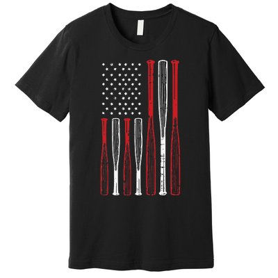 Baseball 4th Of July American Flag Patriotic Sports Player Premium T-Shirt