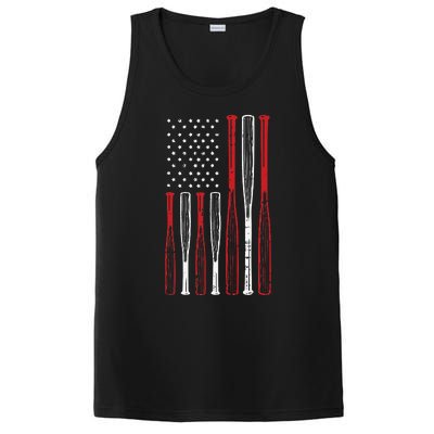 Baseball 4th Of July American Flag Patriotic Sports Player PosiCharge Competitor Tank