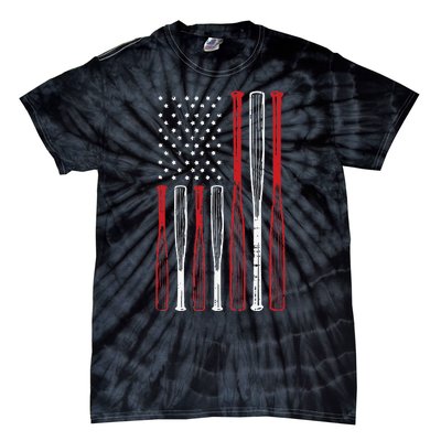 Baseball 4th Of July American Flag Patriotic Sports Player Tie-Dye T-Shirt