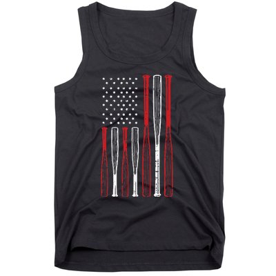 Baseball 4th Of July American Flag Patriotic Sports Player Tank Top