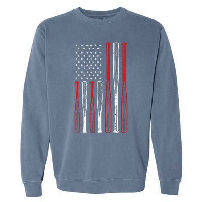 Baseball 4th Of July American Flag Patriotic Sports Player Garment-Dyed Sweatshirt