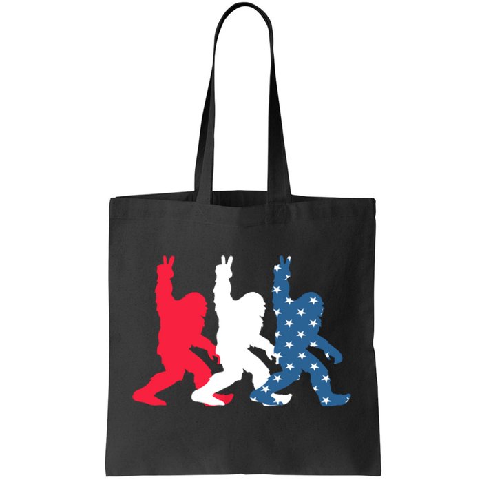 Bigfoot 4th Of July Sasquatch American Flag Patriotic USA Tote Bag