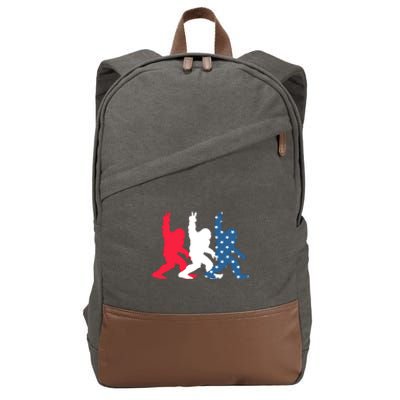 Bigfoot 4th Of July Sasquatch American Flag Patriotic USA Cotton Canvas Backpack