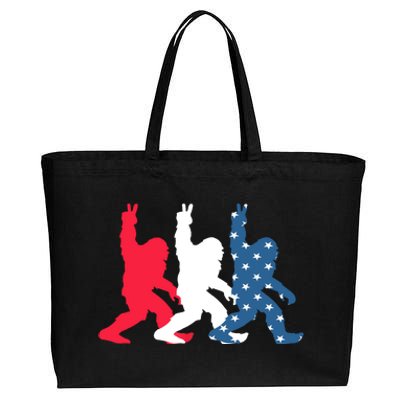 Bigfoot 4th Of July Sasquatch American Flag Patriotic USA Cotton Canvas Jumbo Tote