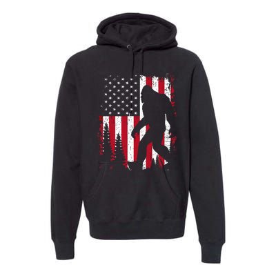 Bigfoot 4th Of July American Usa Flag Patriotic Premium Hoodie