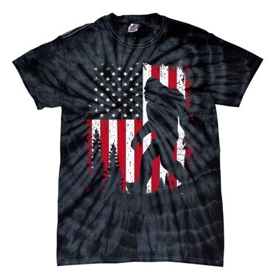 Bigfoot 4th Of July American Usa Flag Patriotic Tie-Dye T-Shirt