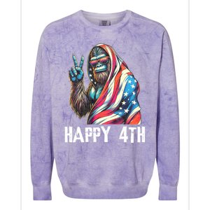 Bigfoot 4th Of July Happy 4th Patriotic Usa Colorblast Crewneck Sweatshirt