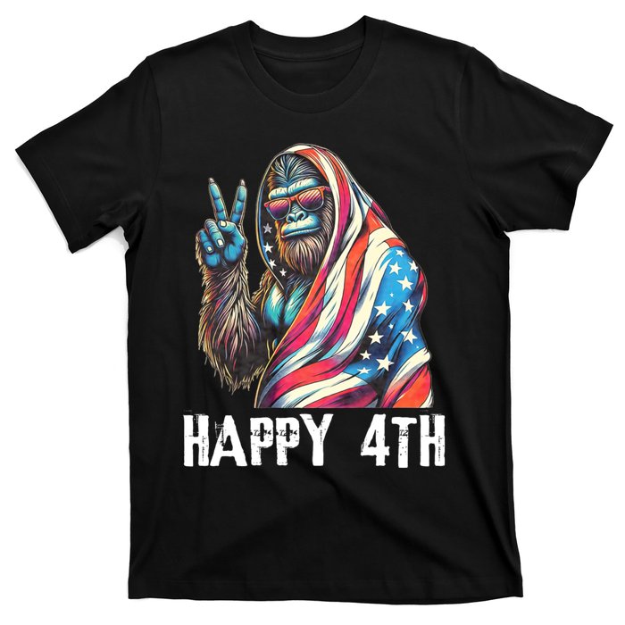 Bigfoot 4th Of July Happy 4th Patriotic Usa T-Shirt