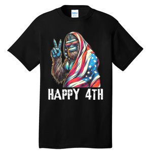 Bigfoot 4th Of July Happy 4th Patriotic Usa Tall T-Shirt