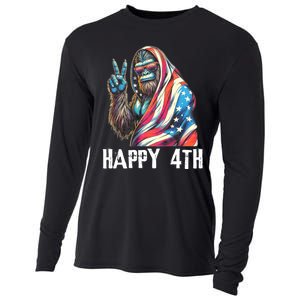 Bigfoot 4th Of July Happy 4th Patriotic Usa Cooling Performance Long Sleeve Crew