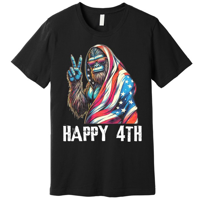 Bigfoot 4th Of July Happy 4th Patriotic Usa Premium T-Shirt