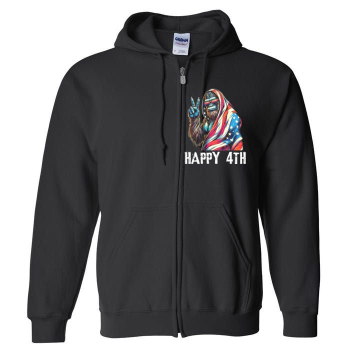 Bigfoot 4th Of July Happy 4th Patriotic Usa Full Zip Hoodie