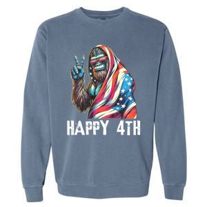 Bigfoot 4th Of July Happy 4th Patriotic Usa Garment-Dyed Sweatshirt