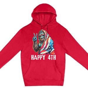 Bigfoot 4th Of July Happy 4th Patriotic Usa Premium Pullover Hoodie