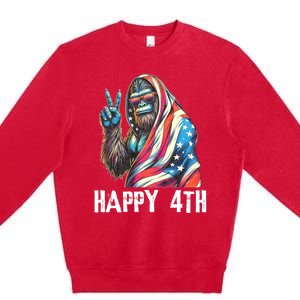 Bigfoot 4th Of July Happy 4th Patriotic Usa Premium Crewneck Sweatshirt