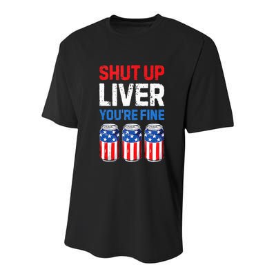 Beer 4th Of July Shut Up Liver You're Fine Drinking Mug Youth Performance Sprint T-Shirt