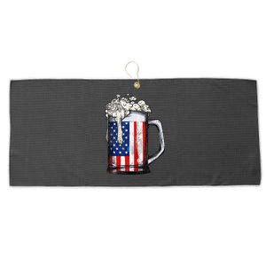 Beer 4th Of July  American Flag Drinking Mug Gifts Large Microfiber Waffle Golf Towel