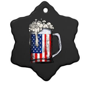 Beer 4th Of July  American Flag Drinking Mug Gifts Ceramic Star Ornament