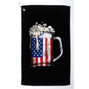 Beer 4th Of July  American Flag Drinking Mug Gifts Platinum Collection Golf Towel