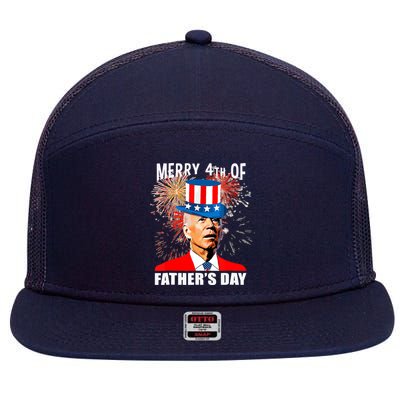 Biden 4th Of July Joe Biden Happy Father's Day Funny 7 Panel Mesh Trucker Snapback Hat