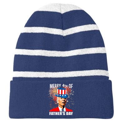 Biden 4th Of July Joe Biden Happy Father's Day Funny Striped Beanie with Solid Band