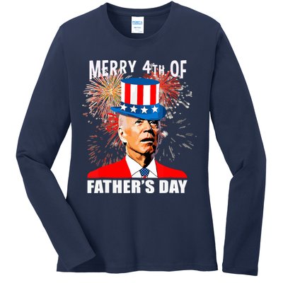 Biden 4th Of July Joe Biden Happy Father's Day Funny Ladies Long Sleeve Shirt