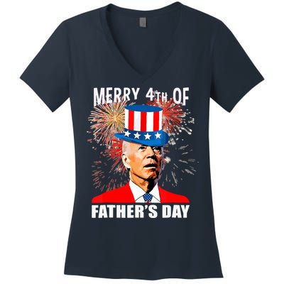 Biden 4th Of July Joe Biden Happy Father's Day Funny Women's V-Neck T-Shirt
